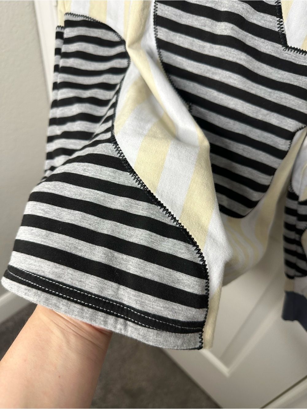 The Hideout Clothing Yellow White Striped BLESSED Mixed Media Long Sleeve Shirt - Picture 6 of 10